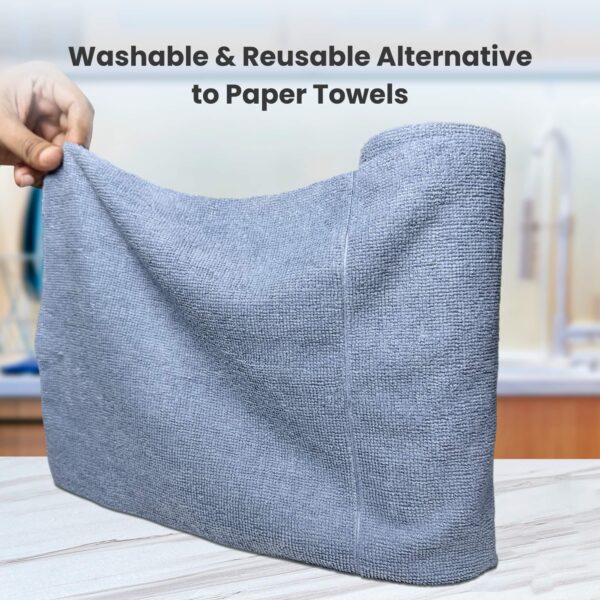 Reusable Kitchen Towel Roll - Blue Color - Washable and Soft Microfiber Fabric - 20 Pcs (হালকা নীল কালার) - Image 2