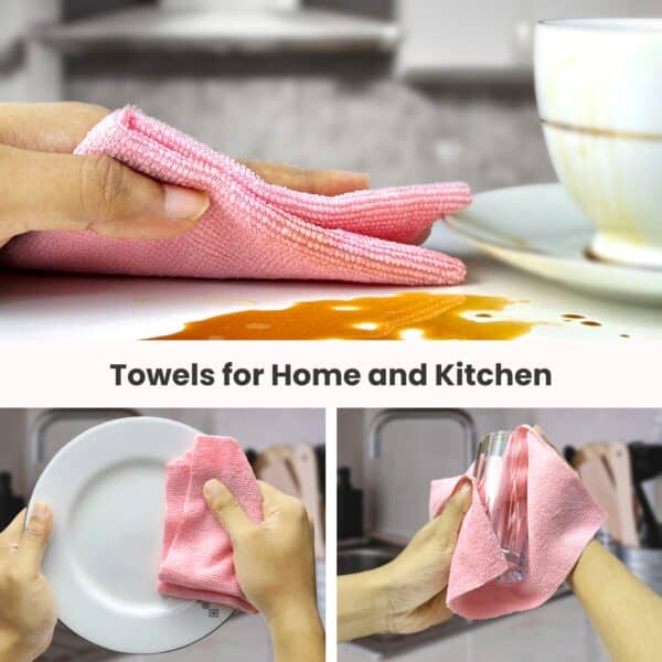 Reusable Kitchen Towel Roll - Pink Color - Washable and Soft Microfiber Fabric - 20 Pcs (পিংক কালার) - Image 6