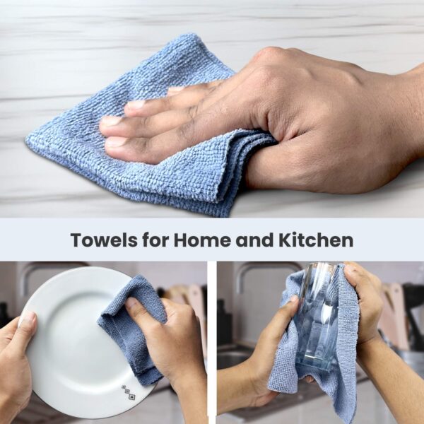 Reusable Kitchen Towel Roll - Blue Color - Washable and Soft Microfiber Fabric - 20 Pcs (হালকা নীল কালার) - Image 7