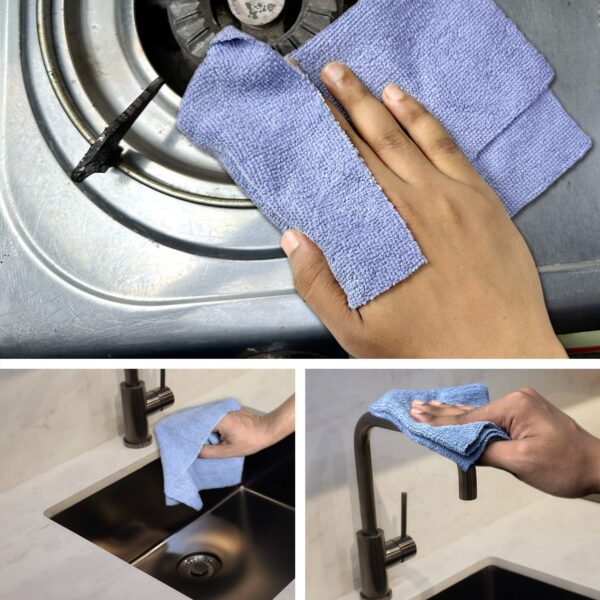 Reusable Kitchen Towel Roll - Blue Color - Washable and Soft Microfiber Fabric - 20 Pcs (হালকা নীল কালার) - Image 5