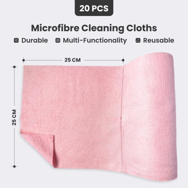 Reusable Kitchen Towel Roll - Pink Color - Washable and Soft Microfiber Fabric - 20 Pcs (পিংক কালার) - Image 4