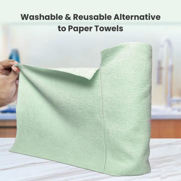 Reusable Kitchen Towel Roll - Paste Color - Washable and Soft Microfiber Fabric - 20 Pcs (পেস্ট কালার) - Image 2