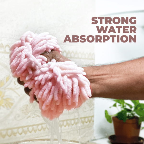 Hand Towel - Light Pink Color - Very Soft Chenille Fabric Fuzzy Ball Towel (পিংক কালার) - Image 5