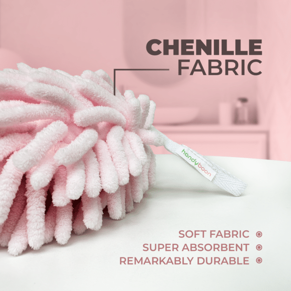 Hand Towel - Light Pink Color - Very Soft Chenille Fabric Fuzzy Ball Towel (পিংক কালার) - Image 3